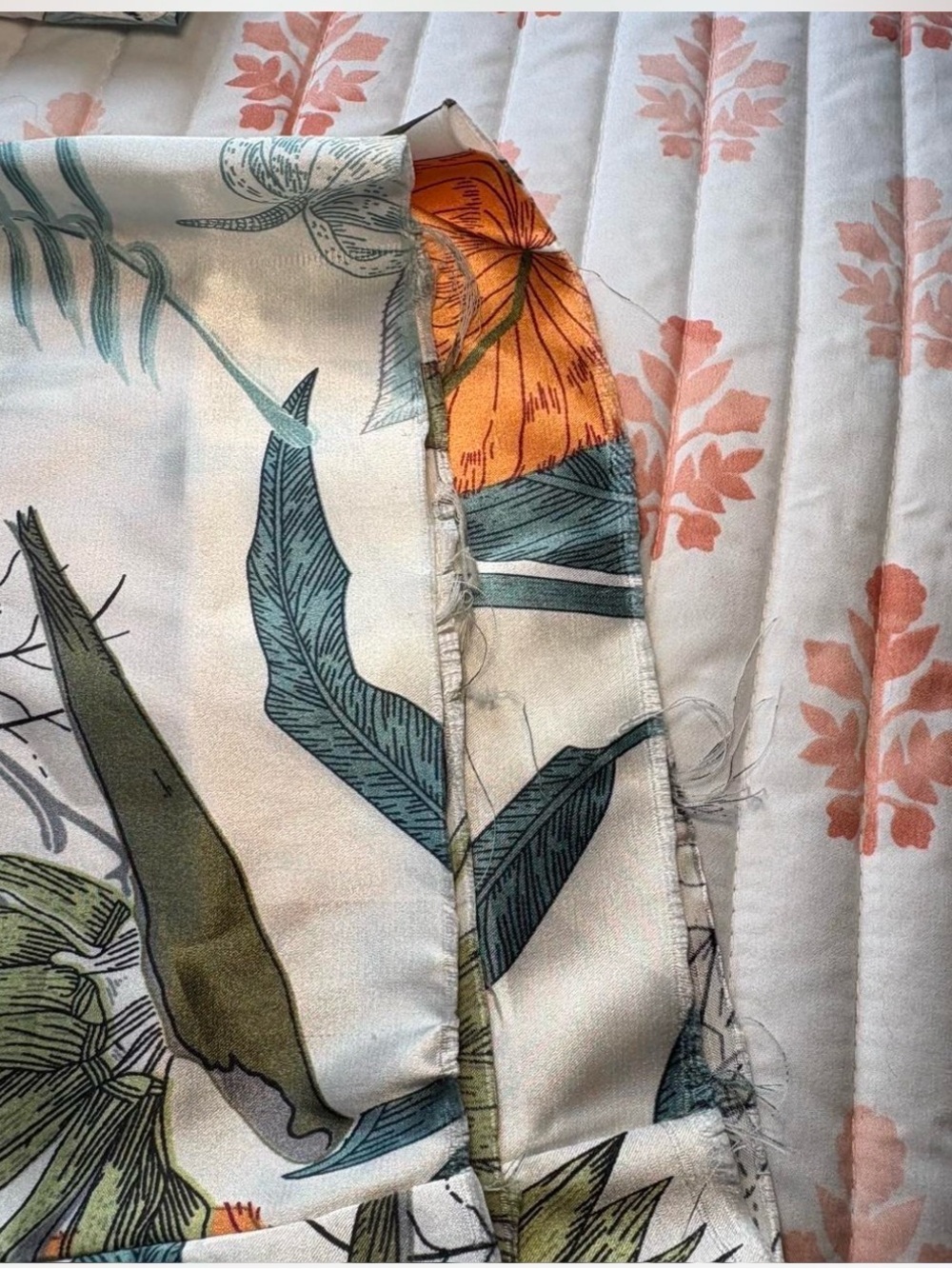 Silky Botanical-Print Women’s Pajama Set in Ivory and Multi - Picture 8 of 8